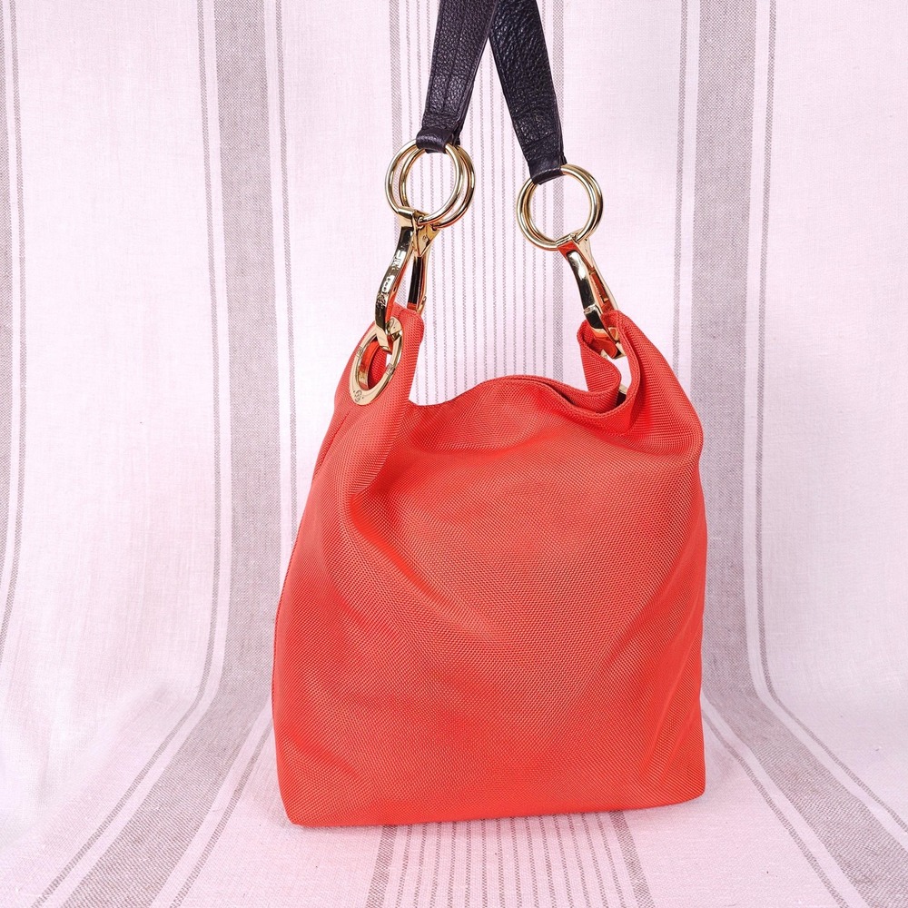 JPK Paris 75 Bucket Bag Coral Nylon Medium Shoulder Purse Slouchy Maximalist
